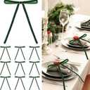 Knitgrip 24 Pcs Green Christmas Napkin Rings Vintage Chic Velvet Bow Xmas Napkin Holder Rings Buckle for Christmas Holiday Birthday Serviette Party Anniversary Wedding Dining Table Decoration
