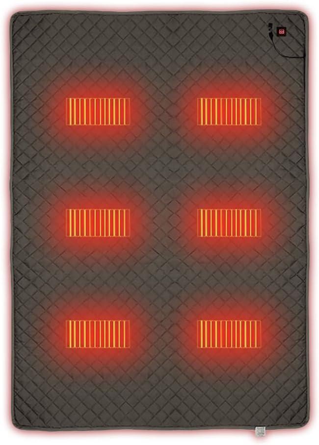 Portable Large Size Electric Heating Pad Heated Sleeping Pad Outdoor Camping Sleeping Bag Pad USB/Type-C Powered 3 Heating Levels Heating Pad for Cold Weather Camping Backpacking or Hiking 59 x 71in (Brown)