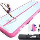AWSUM Inflatable Air Gymnastics Mat 16ft Training mat 4/8 inches Thick tumbling mat with Electric Pump for Home/Gym/Outdoor