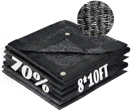 Cool Area 70% Sun Shade Cloth Mesh Tarp with Grommets for Plant Cover 8x10ft Patio Canopy Garden Pergola Greenhouse Car Barn Kennel Black