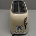 SUSTEAS Toaster 4 Slice Wide Slot, Stainless Steel Bread Bagel Toasters, Retro Long Slot Tostadora for Defrost, Reheat, Removable Crumb Tray, 1500W, 6 Browning Settings, Beige (Cream)