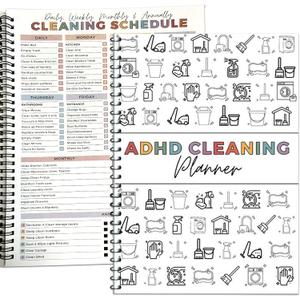 4 x Adhd Cleaning Planner,Household Cleaning Planner, Daily, Weekly And Monthly House Cleaning Schedule And Checklist, Kitchen Bathroom Bedroom Specific Cleaning Schedules