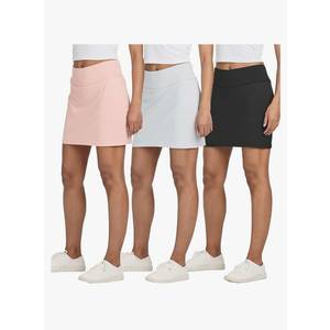 Real Essentials 3 Pack: Women's 16" Active Skort Skirt Pockets - Running Tennis Golf Gym Size L