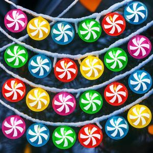 Honoson 4 Pcs Candy Cane String Lights Decoration 10.33ft 20 LED Battery Operated Fairy Lights Cute Sweet Peppermint Bulbs Outdoor Indoor Birthday Wedding Home Patio (Macaron Color)