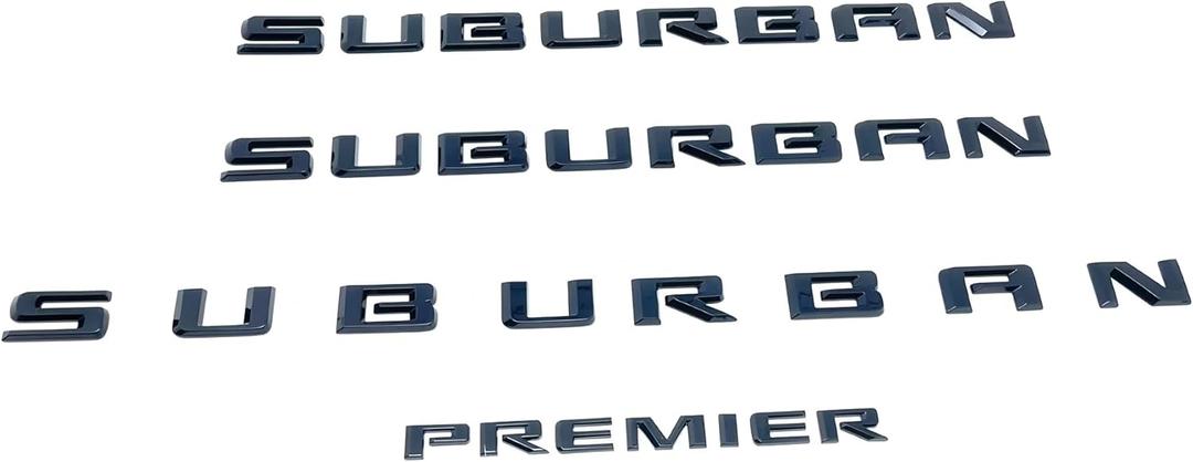 Door Rear Tailgate Emblem Badge Replacement for 2021-2024 Suburban Premier 4pcs (Gloss Black)
