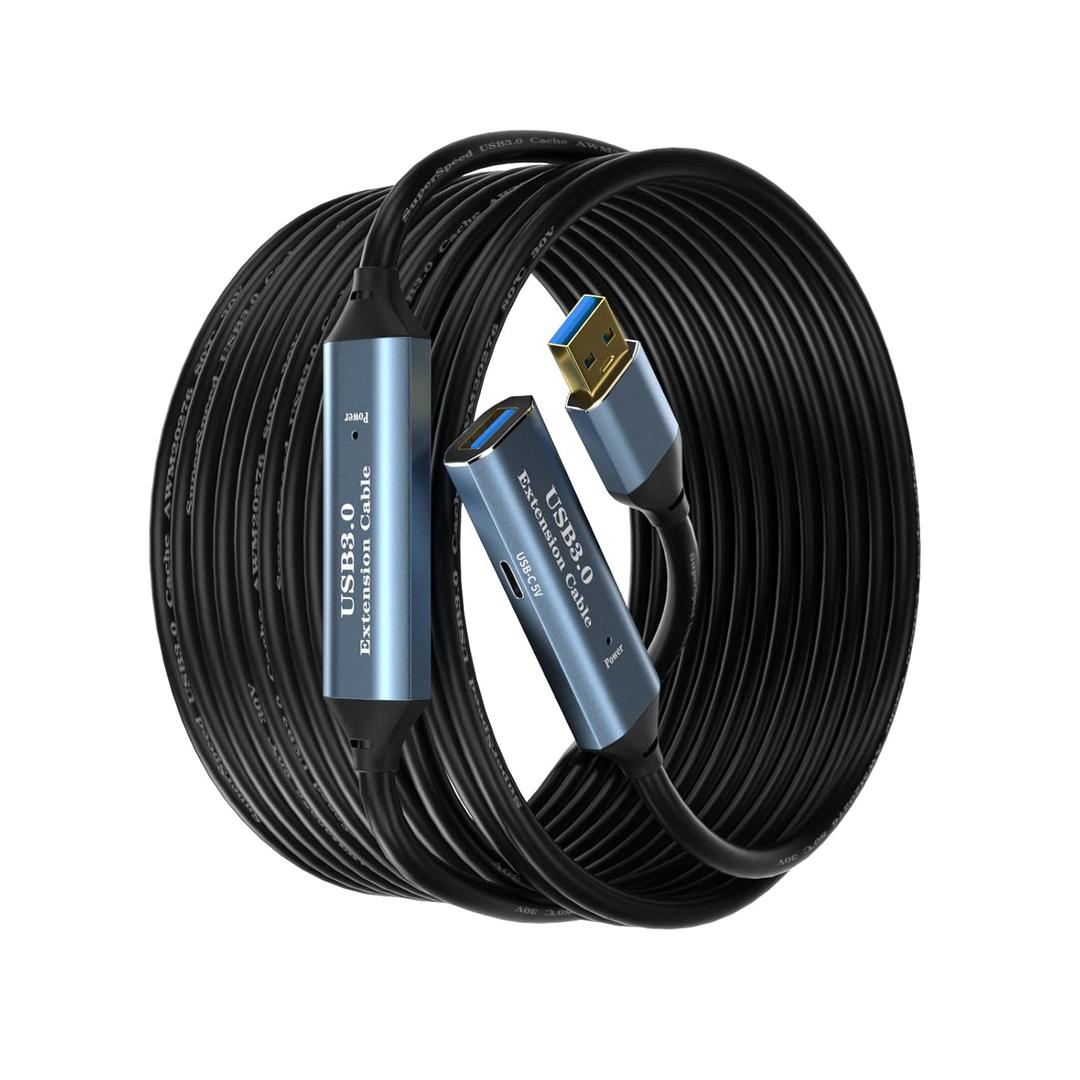 SSSGRGB USB 3.0 Extension Cable 100FT Type A Male to Female Active Extender Cord with 4 Extension Chipsets Signal Booster and 1 USB-C Charging Port, for Webcam, PlayStation, Printer, Camera