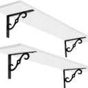 DINZI LVJ Long Wall Shelves, 31.5 Inch Large Floating Shelves Set of 2, Wide Display Shelf Wall Mounted with Brackets, Easy Hanging for Living Room, Toilet, Office, Bedroom, White