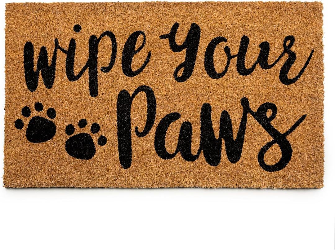 PLUS Haven Coco Coir Door Mat with Heavy Duty Backing, Wipe Your Paws Doormat, 17.5" x 30" Size, Easy to Clean Entry Mat, Beautiful Color and Sizing for Outdoor and Indoor uses, Home Dcor