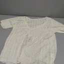 Saodimallsu Women Crochet 2 Piece Swimsuit Cover Up Short Sleeve Knit Tops Shorts Sets Summer Beach Vacation Outfit (L, Beige)