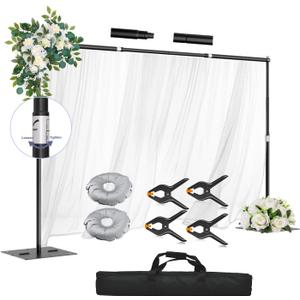 Heavy Duty Backdrop Stand, 8.5x10ft Adjustable Photo Background Support System Kit with Metal Base, Pipe and Drape Photography Back Drop Kit for Parties Video Studio Wedding