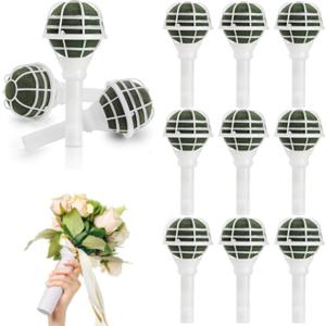 Lyellfe 12 Pack Flower Bouquet Holder, Wedding Bridal Bouquet Handle Holder for Fresh Artificial Flowers, Floral Arrangements, Gardening Supplies