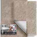 Hearth & Harbor Bathroom Rugs, Chenille Bath Mat - Machine Washable Bath Mats for Bathroom Non-Slip Backing Rubber, Quick Dry Bathroom Mat (Beige)