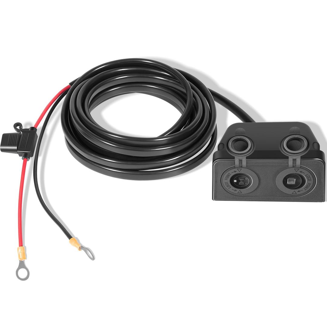 Replacement for Dometic HWK-DC Hardwiring Kit, Two Power Outlets with Standard and Threaded 2-Pin, Heavy Duty 10AWG Wiring, 20FT, 12V/24V
