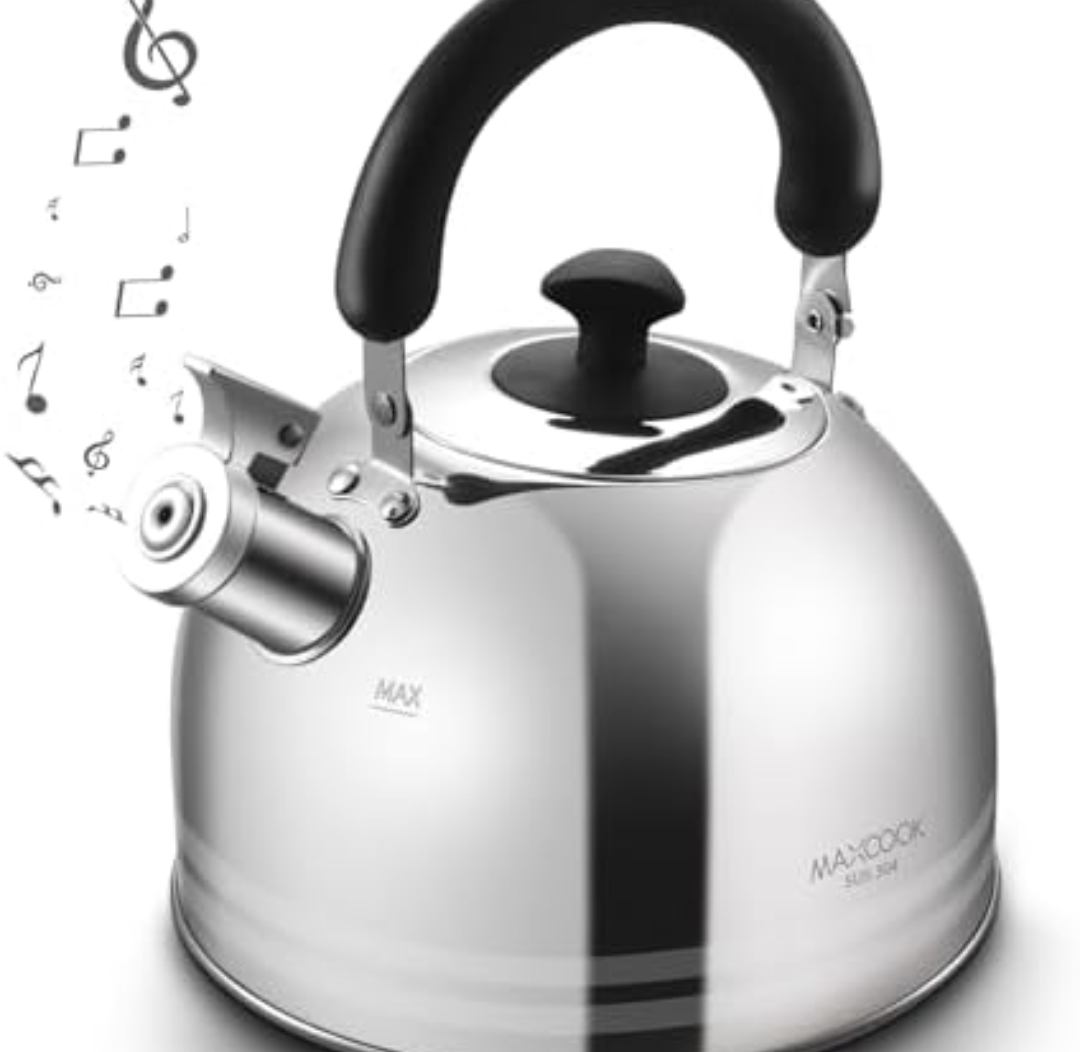MAXCOOK Tea Kettle, 5.7QT 6L Whistling Tea Kettle for Stove Top, 304 Stainless Steel Tea pot, Large Teapot for stovetop, Camping Kettle for Boiling Water (Mirror Polish)