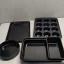 NutriChef 6-Piece Nonstick Baking Pans - Carbon Steel Non toxic Bakeware set with Cookie Sheets, Muffin, Loaf, Round & Square Pan - Restaurant Quality Baking Tray, Easy Clean, Dishwasher & Oven Safe