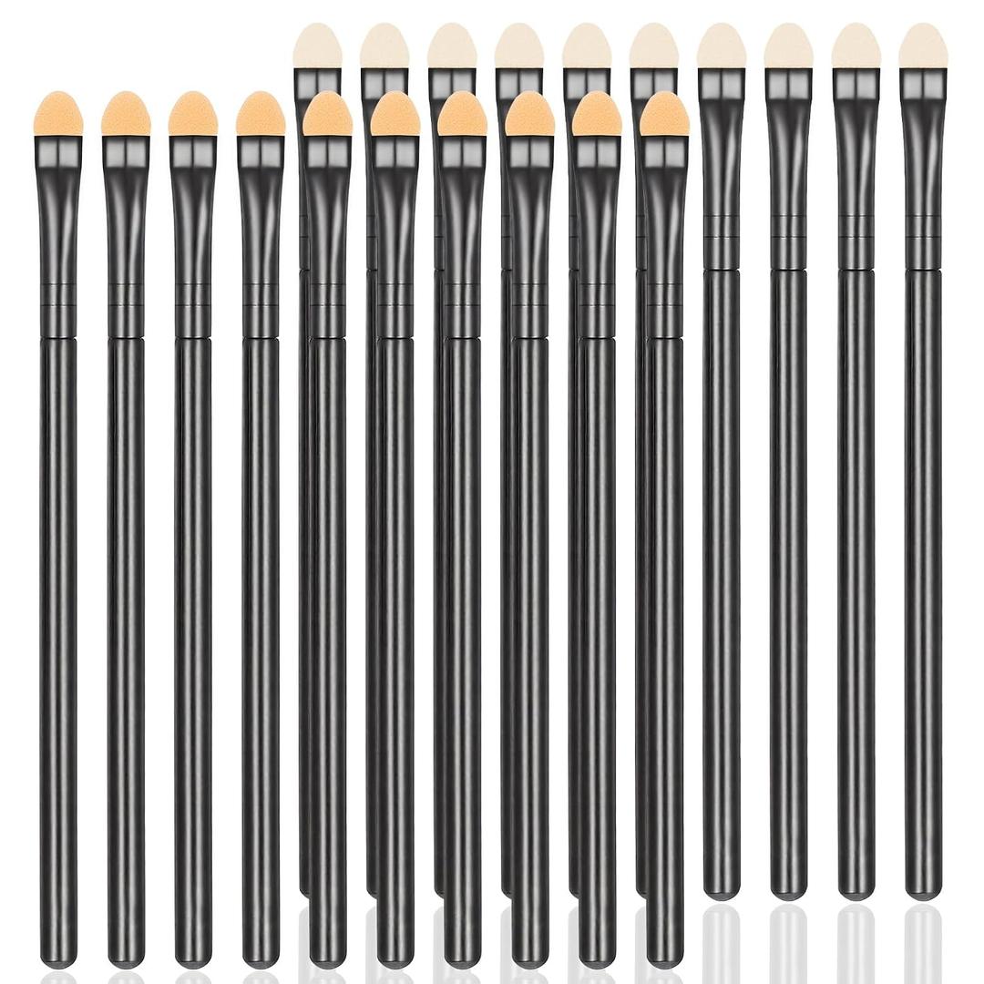 20Pcs Long Handle Eye Shadow Applicator Sticks, Double Sided Eyeshadow Sponge Applicator Eye Shadow Applicators Sponge Tip Reusable Long Handle Washable Foam Eyeshadow Applicators