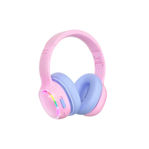 Tronsmart - KH03 Active Noise Cancelling Wireless Headphones w/ 74/85/93dB Safe Volume, LED Lights, 70H Playtime for School Travel - Princess Pink