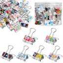 28 Pack Cute Binder Clips for Paper, Notebooks, Planners, File Folders, Office Supplies, Document Organization for School and Work, 6 Assorted Flower Designs (1.5x0.75 in)