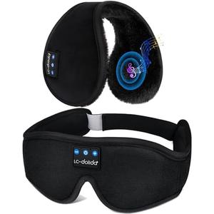 LC-dolida Bluetooth Earmuffs Fluffy with Music HD Speakers Calling for Outdoor Winter Running Cycling Camping, Ice Fishing Skating, Walking Dog and Sleep Headphones