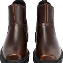 Men's Chelsea Boots Wide, Square Toe Dress Slip-On Ankle Boots (Brown)