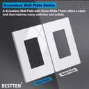 BESTTEN 50 Pack 1 Gang Screwless Decorator Wall Plate, USWP6 Gloss Snow White, Decorative Outlet Cover, Decor Light Switch Face Plate, H4.69 x W2.91