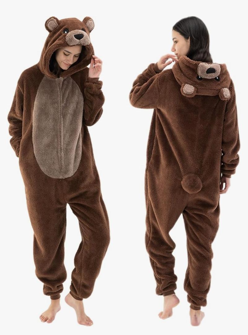 Snug Fit Unisex Adult Onesie Pajamas, Flannel Animal Cosplay One Piece Halloween Costume hooded Sleepwear Homewear, XL