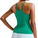 RUNNING GIRL Yoga Tank Tops for Women Built in Shelf Bra B/C Cups Strappy Back Activewear Workout Compression Tops (Green, L)