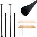 Premade Round Metal Desk Legs, 17 to 44nch Telescoping Round Office Table Legs Heavy Duty Set of 4 Stainless Steel Tube Portable DIY Furniture Screw in Table Legs Sturdy (31-44in)