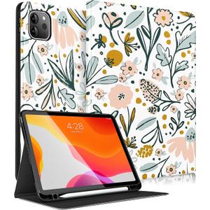 Uppuppy for iPad Air 11 inch (M2/M3) Case, Air 5th/4th Generation 10.9, Pro 11'' Case Cute Kids Women Girls Girly Folio Floral Pencil Holder Cover for iPad Air 11 2024/2025, 10.9 2022 2020, Pro 11