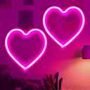 2-Pack Pink Heart Neon Sign, Neon Heart Lights Battery Operated or USB Powered For Valentines Day Decorations, LED Valentines Lights for Wedding Proposal Anniversary Mothers Day Girls Bedroom Decor
