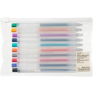 MUJI Smooth Gel Knock Type Pen 0.5mm 10 Colors Set (Japan import)