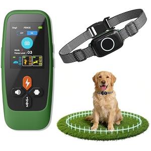 Veconix 4-in-1 Wireless Dog Fence System Electric Dog Fence with Training Collar & Anti-Bark Collar, Real-Time Pet Status Display, Portable Waterproof Outdoor Pet Containment System
