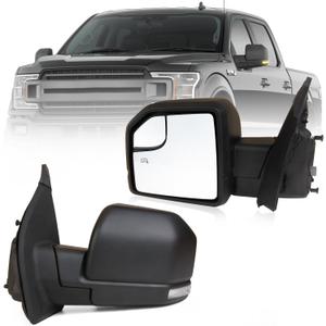 MITZONE F150 Driver Side Mirror compatible with 2015-2020 Ford F-150 with Blind Spot Glass Power Turn Signal Light Power Heated 6-Pin, Textured Black