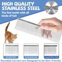 Professional 7.5 In Dual Tooth Pet Grooming Comb for Long-Haired Cats and Dogs, Metal Dematting Tool for Tangles, Knots, Undercoat and Excess Hair, Rounded Corners for Safe Deshedding and Detangling