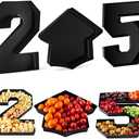 Tellingyou 3 Pcs 13.7" Graduation Fillable Letter,Plastic Number Trays for Food 2025,2025 Charcuterie Number,Grad Fillable Letter for Class of 2025 Congrats Grad Party Supplies (Blue)