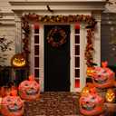 Halloween Leaf Bags, 12 Large & Small Plastic Reusable Pumpkin Bags with Twist Ties for Outdoor Party & Garden Decorations