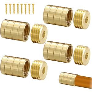 4 Pcs Inside Mount Cafe Curtain Rod Inside Mount Hidden Socket Brass Plated Brackets for 3/8" Rodding (Brass Color)