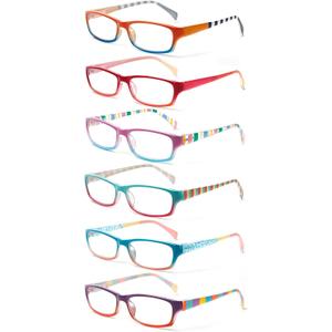 Kerecsen Computer Reading Glasses for Women Blue Light Blocking Glasses for Reading Fashion Pattern Print Eyeglasses for Womens(Mix Color -5, 1.00)