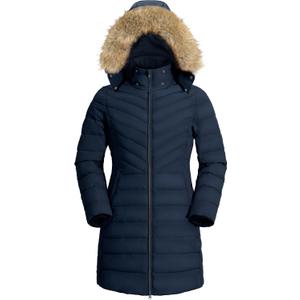 Pioneer Camp Women's Winter Coats Warm Thicken Long Puffer Jacket Waterproof Quilted Parka with Removable Faux Fur Hood (Medium, Navy Blue)