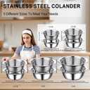 Colander for Kitchen, 1.5 QT 18/8 Stainless Steel Colander, Stainless Steel Strainer with Mixing Bowl, Rice Strainer with Handle for Washing Vegetables, Fruit, Rice, and Pasta (2 PC)