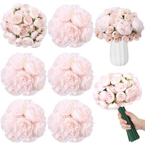 XunYee 85 Pcs Pink Artificial Peonies Faux Silk Flowers Bulk for Vase Spring Vintage Faux Peony Bouquet Florals Stems Arrangements for Wedding Table Centerpiece Farmhouse Birthday Vase Filler