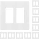 ENERLITES Screwless Decorator Wall Plates Child Safe Outlet Covers, Size 2-Gang 4.68" H x 4.73 L, Unbreakable Polycarbonate Thermoplastic, SI8832-W-10PCS, Glossy, White (10 Pack)