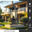 Outdoor Post Lighting Fixtures Pole Lantern Waterproof Aluminum Housing with Water Ripple Glass 16.5 Inch Height Large Size Pillar Light Outdoor for Garden Patio Pathway E26 Socket, 16.5 inch - 1 Pack