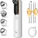 Yccu Blackhead Remover Vacuum Pore Extractor Black Head Remover for Face Blackhead Extractor Pore Vacuum Pimple Extractor Skin Tag Remover Tool Pore Cleaner with USB Charge 4 Modes 5 Suction Heads (White)