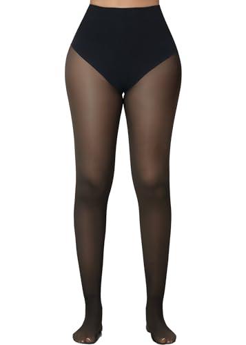 SHAPSHE Fleece Lined Leggings Women Fleece Lined Tights Pantyhose Winter Tights for Women Sheer Skin Colored Leggings Thermal Pantyhose Translucent Stockings