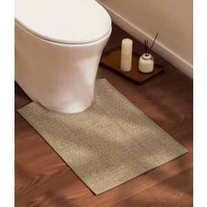 YIHOUSE U-Shaped Bathroom Rugs Mat 17x24- Small Non Slip Bath Mat Quick Dry Contour Bath Rugs for Toilet, Neutral Easy Jute Beige 17"x24"