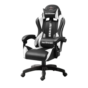 JaxSteam Gaming Chair Office Chair High Back Computer Chair Leather Desk Chair Racing with Swivel with Headrest and Lumbar (Black and White, 04)