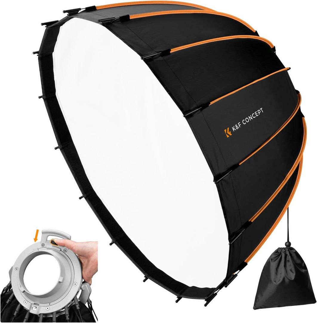 K&F CONCEPT 35.4"/90CM Umbrella Softbox, Grid Pouch, Quick Release
