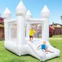 iLink-outer White Bounce House Without Air Blower Indoor Outdoor Bouncy Castle for Kids 2-8 Oxford Toddler Bounce House with Slide,103 x 71 x 90 inch,Kid Birthday Party Gifts（NO Air Blower）