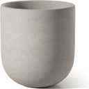 LE TAUCI 8 Inch Plant Pot, Ceramic Pot with Drainage Hole & Rubber Plug, Indoor Planter for Herbs & Small Houseplants, Cylinder Planter for Home Office, Neutral Gray